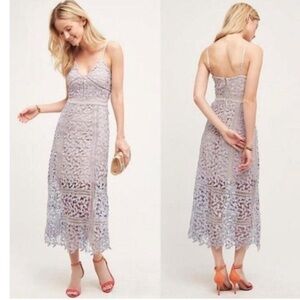 Elliatt Lilac Nude Crochet Lace Overlay Midi Cami Dress